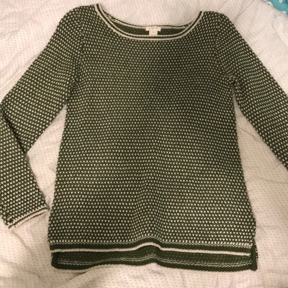 Green and cream JCrew sweater